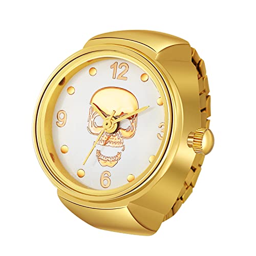 Avaner Ringuhr Modische Fingeruhr Runde Fingerring Uhr mit elastischem Band Analog Quarz Ring Uhr Uhrenring für Herren Damen von Avaner