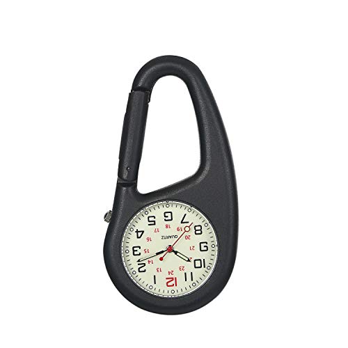 Avaner Taschenuhr mit Karabiner Unisex FOB Analog Quarzwerk Krankenschwesteruhr für Klettern Sport (Schwarz 02) von Avaner