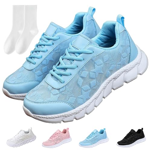 Avanise Luxuriöse Orthopädische Damen-Sneaker, Orthopädische Schuhe, Orthopädische Sneaker Mit Fußgewölbeunterstützung, Atmungsaktives Spitzenmuster (Blau,40) von Avanise