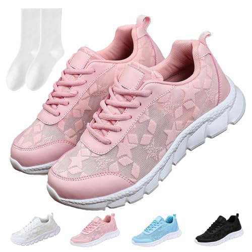Avanise Luxuriöse Orthopädische Damen-Sneaker, Orthopädische Schuhe, Orthopädische Sneaker Mit Fußgewölbeunterstützung, Atmungsaktives Spitzenmuster (Rosa,36) von Avanise