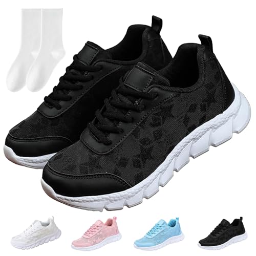 Avanise Luxuriöse Orthopädische Damen-Sneaker, Orthopädische Schuhe, Orthopädische Sneaker Mit Fußgewölbeunterstützung, Atmungsaktives Spitzenmuster (Schwarz,42) von Avanise