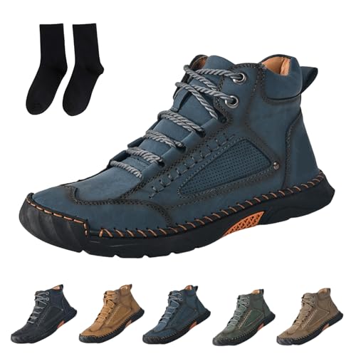 Avanise Olveros Stiefel, Olveros Orthopädische Lederstiefel, Wasserdicht, Mit Fußgewölbeunterstützung, Druckentlastung Und Geräumiger Zehenbox (Blau,48) von Avanise
