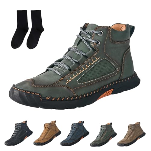 Avanise Olveros Stiefel, Olveros Orthopädische Lederstiefel, Wasserdicht, Mit Fußgewölbeunterstützung, Druckentlastung Und Geräumiger Zehenbox (Grün,41) von Avanise