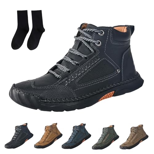Avanise Olveros Stiefel, Olveros Orthopädische Lederstiefel, Wasserdicht, Mit Fußgewölbeunterstützung, Druckentlastung Und Geräumiger Zehenbox (Schwarz,43) von Avanise