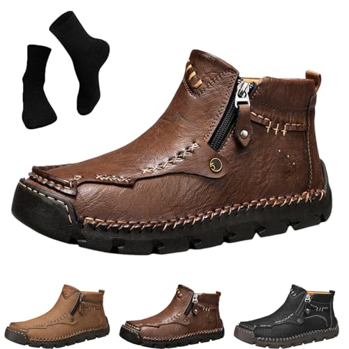 Avanise Stepthetop Motorradstiefel, Herren-Fahrerstiefel, handgefertigte Slip-On-Fahrerstiefel aus hochwertigem Leder – Orthopädische Fußgewölbeunterstützung, Reise & Outdoor (Braun,44) von Avanise
