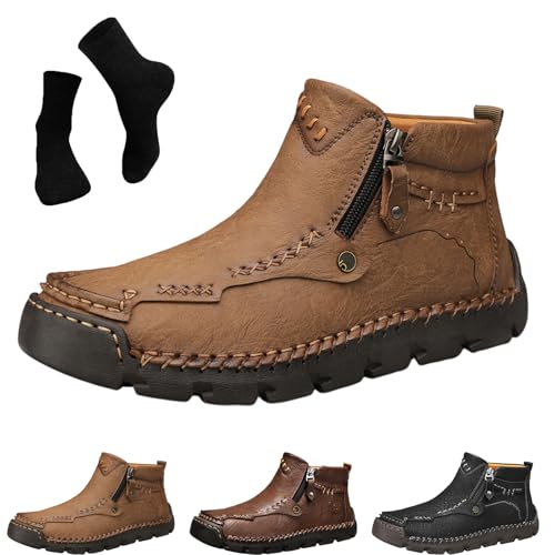 Avanise Stepthetop Motorradstiefel, Herren-Fahrerstiefel, handgefertigte Slip-On-Fahrerstiefel aus hochwertigem Leder – Orthopädische Fußgewölbeunterstützung, Reise & Outdoor (Khaki,39) von Avanise