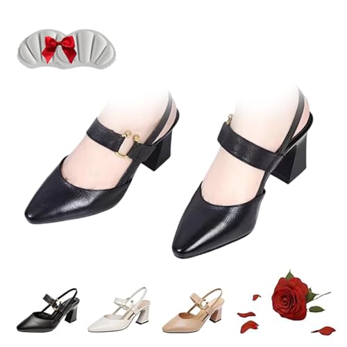 Avanise Zala Orthopädische Pumps, Bequeme Damen-Sandalen Mit Dicker Sohle, Spitzem Zehenbereich Und Fußgewölbeunterstützung (Schwarz,37) von Avanise