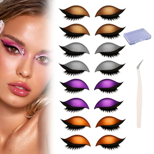 Lazy Eyeshadow Wimpernpatch Mit Wimpern, Schnell-Make-up-Sticker, Lidschatten-Wimpern-Sticker, Selbstklebende, Wiederverwendbare Schnell-Make-up-Sticker Mit Lidschatten, Eyeliner (A) von Avanise