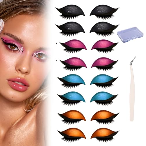 Lazy Eyeshadow Wimpernpatch Mit Wimpern, Schnell-Make-up-Sticker, Lidschatten-Wimpern-Sticker, Selbstklebende, Wiederverwendbare Schnell-Make-up-Sticker Mit Lidschatten, Eyeliner (C) von Avanise