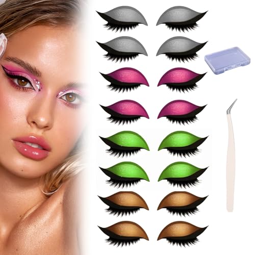 Lazy Eyeshadow Wimpernpatch Mit Wimpern, Schnell-Make-up-Sticker, Lidschatten-Wimpern-Sticker, Selbstklebende, Wiederverwendbare Schnell-Make-up-Sticker Mit Lidschatten, Eyeliner (D) von Avanise