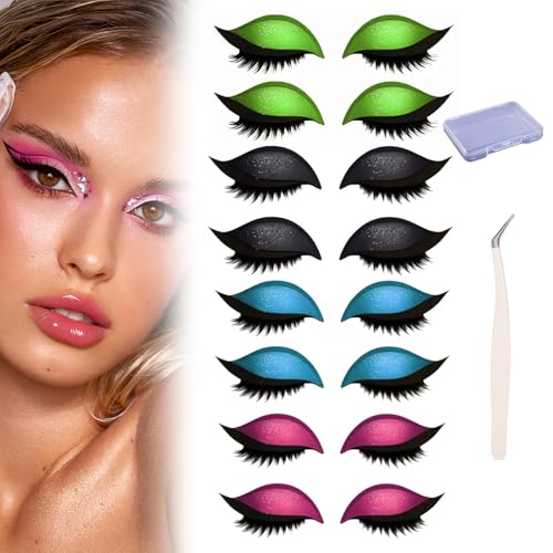 Lazy Eyeshadow Wimpernpatch Mit Wimpern, Schnell-Make-up-Sticker, Lidschatten-Wimpern-Sticker, Selbstklebende, Wiederverwendbare Schnell-Make-up-Sticker Mit Lidschatten, Eyeliner (E) von Avanise