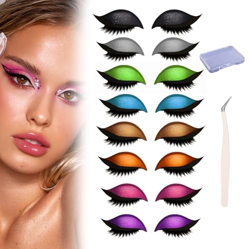 Lazy Eyeshadow Wimpernpatch Mit Wimpern, Schnell-Make-up-Sticker, Lidschatten-Wimpern-Sticker, Selbstklebende, Wiederverwendbare Schnell-Make-up-Sticker Mit Lidschatten, Eyeliner (F) von Avanise