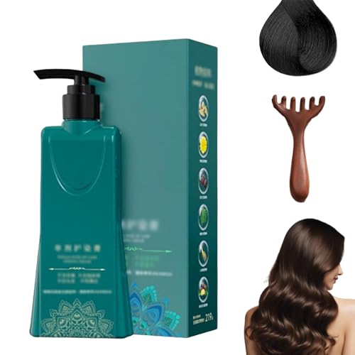 Mildes, Lang Anhaltendes Haarfärbeset, Pflegende Pflanzenhaarfarbe, Langanhaltendes Und Natürliches Haarfärbeshampoo Zur Grauabdeckung, Für Männer Und Frauen (Naturschwarz) von Avanise