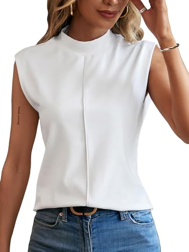 Avanova Ärmelloses Tanktop für Damen, Stehkragen, lässig, Sommer-Shirt, Weiss/opulenter Garten, Groß von Avanova