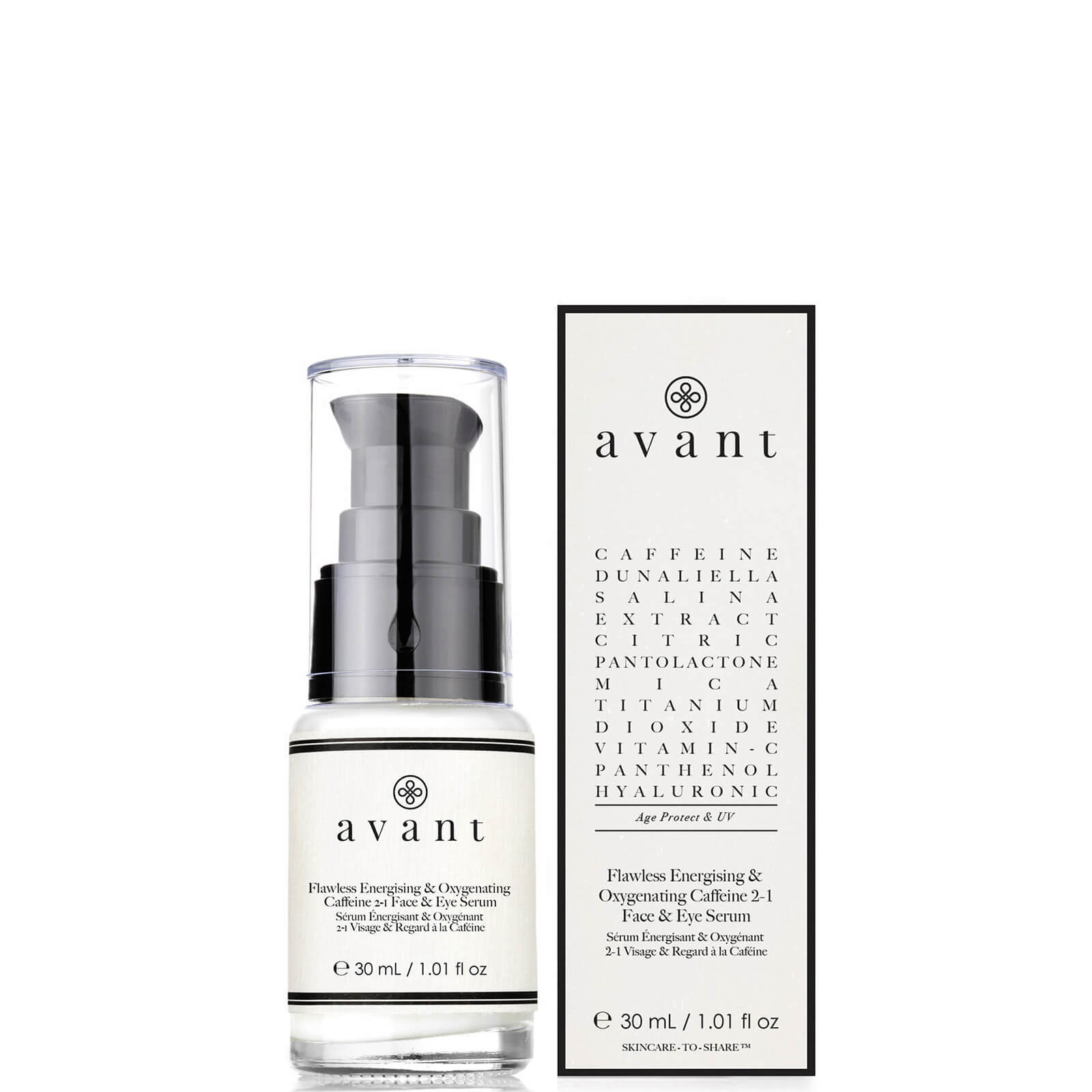 Flawless Energising & Oxygenating Caffeine 2-1 Augen- und Gesichtsserum von Avant Skincare