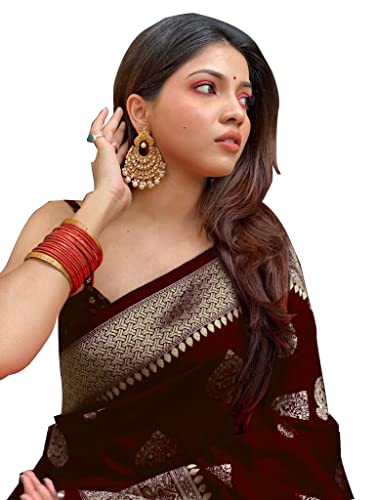 Avantika Fashion Damen Kanjivaram Weiche Seide Banarasi Saree Mit Bluse Teil, Moti new Maroon, Einheitsgr��e von Avantika Fashion