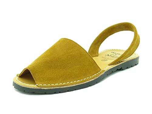 Avarca Damen Sandalen Leder Abarca Menorquina Menorca Schuhe Wildleder Sommerschuhe weich offen Braun Größe 38 EU von Avarca