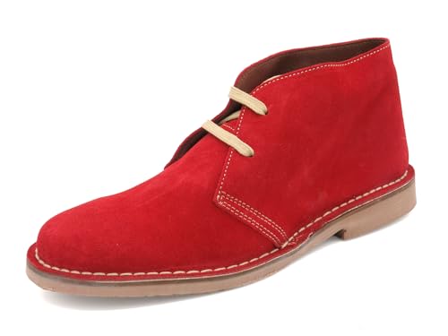 Avarca Damen Sommer Boots Sommer Schnürschuhe Leder Wildleder Desert Boots Chukka Schnürstiefel grell rot 39 von Avarca