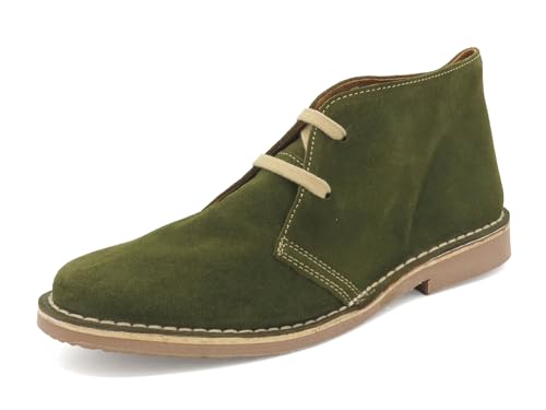 Avarca Damen Sommer Boots Sommer Schnürschuhe Leder Wildleder Desert Boots Chukka Schnürstiefel khaki dunkel grün 40 von Avarca