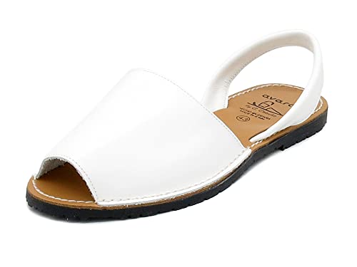 Avarca Menorca Sandalen Herren Leder Menorquina flach Weiß 42 von Avarca