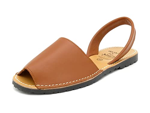 Avarca - Made In Spain - Echtleder Damen Sandalen einfarbig - schöne, Bequeme und praktische Menorca Ibiza Sommerschuhe Strandschuhe 201, 39 EU Schmal, Milk-chocolate (Brown) von Avarca