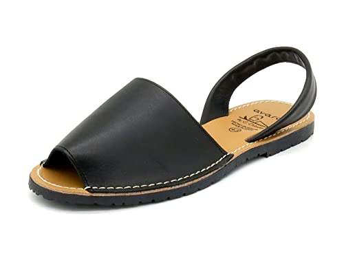 Avarcas Herren flache Sandalen Leder Schwarz 39 von Avarca