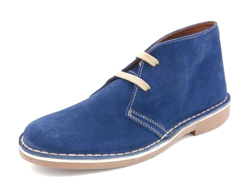 Damen Sommer Boots Sommer Schnürschuhe Leder Wildleder Desert Boots Chukka Schnürstiefel navy blau 40 von Avarca