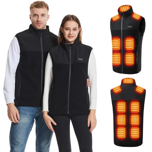 Avarmora Heizweste Beheizbare Weste Fleece Beheizte Weste für Herren Damen mit 3 Einstellbaren Temperaturen 13 Heizzone Elektrische Beheizbare Jacke Heizweste für Outdoor Skifahren Motorrad Angeln von Avarmora