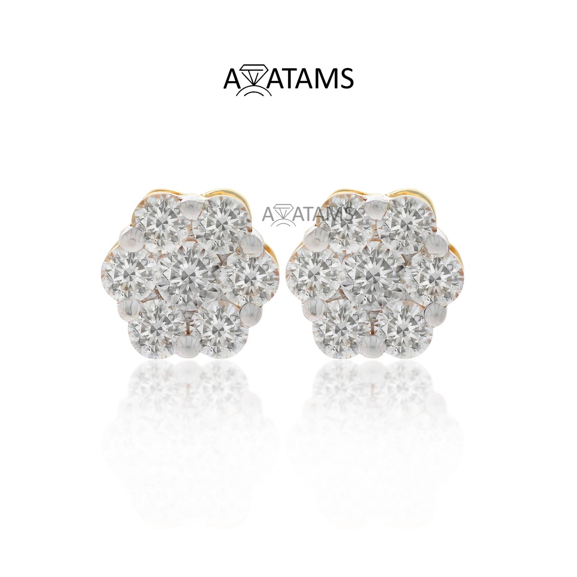 Kleine Diamant Blumen Ohrstecker | Cluster Rund Ohrringe Aus 10Kt Gold Umweltfreundliche, Im Labor Gewachsene Einzigartige Bezahlbarer Schmuck Kleine Diamant Blumen Ohrstecker | Cluster Rund Ohrringe Aus 10Kt Gold Umweltfreundliche, Im Labor Gewachsene Einzigartige Bezahlbarer Schmuck von Avatams