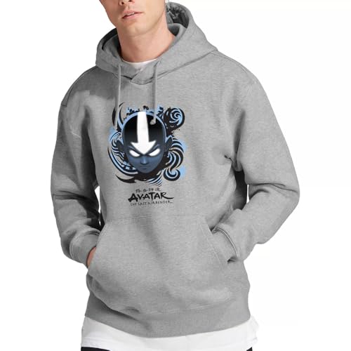 Avatar The Last Airbender Unisex Airbender Blue and Black Kanji Hoodie Kapuzenpullover, Athletic Heather, XL von Avatar The Last Airbender