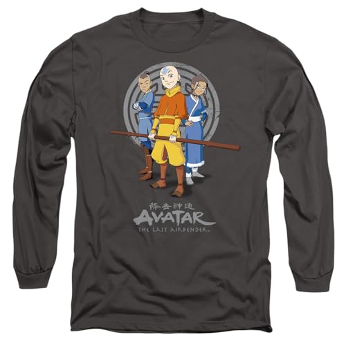 Avatar The Last Airbender Unisex Team Avatar Mens Long Sleeve T-Shirt, anthrazit, XXL von Avatar The Last Airbender