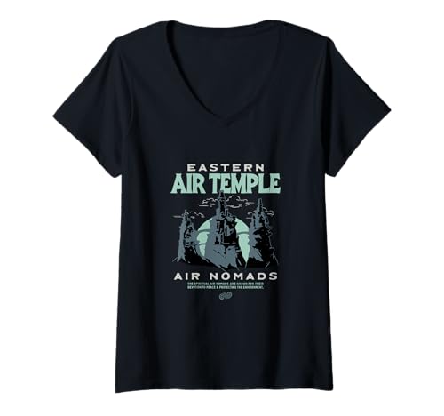 Damen Avatar The Last Airbender Air Nomads Eastern Temple Scene T-Shirt mit V-Ausschnitt von Avatar: The Last Airbender