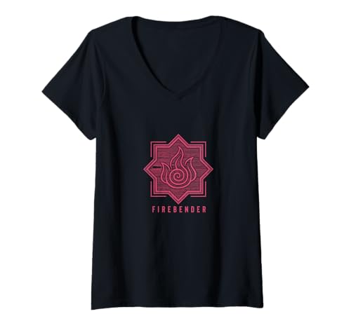 Damen Avatar The Last Airbender Fire Tribe Symbolic Mandala T-Shirt mit V-Ausschnitt von Avatar: The Last Airbender