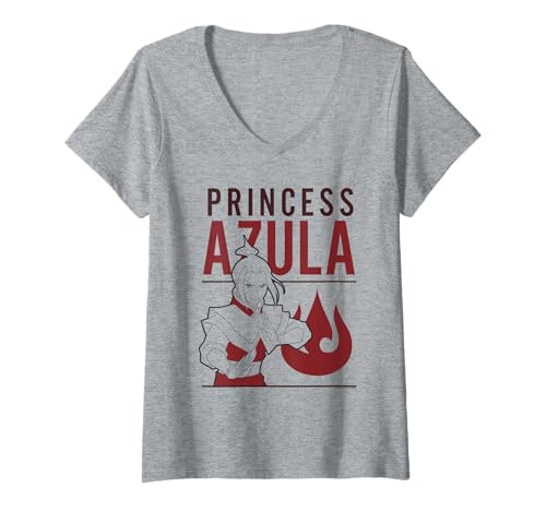 Damen Avatar: The Last Airbender Princess Azula Outline Anime T-Shirt mit V-Ausschnitt Damen Avatar: The Last Airbender Princess Azula Outline Anime T-Shirt mit V-Ausschnitt von Avatar: The Last Airbender