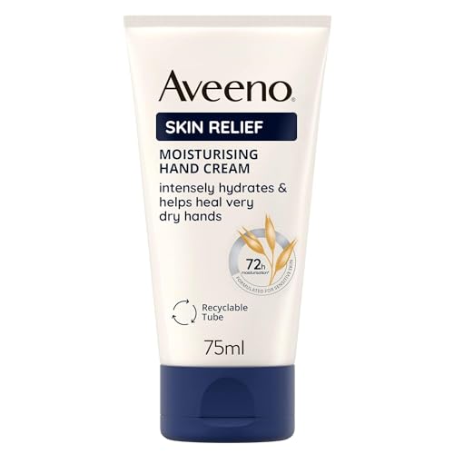 Aveeno Skin Relief Feuchtigkeitsspendende Handcreme (75 ml), parfümfreie Handcreme für sehr trockene Hände, natürliche Hautpflege mit beruhigendem Hafer & Sheabutter, vegan* von Aveeno