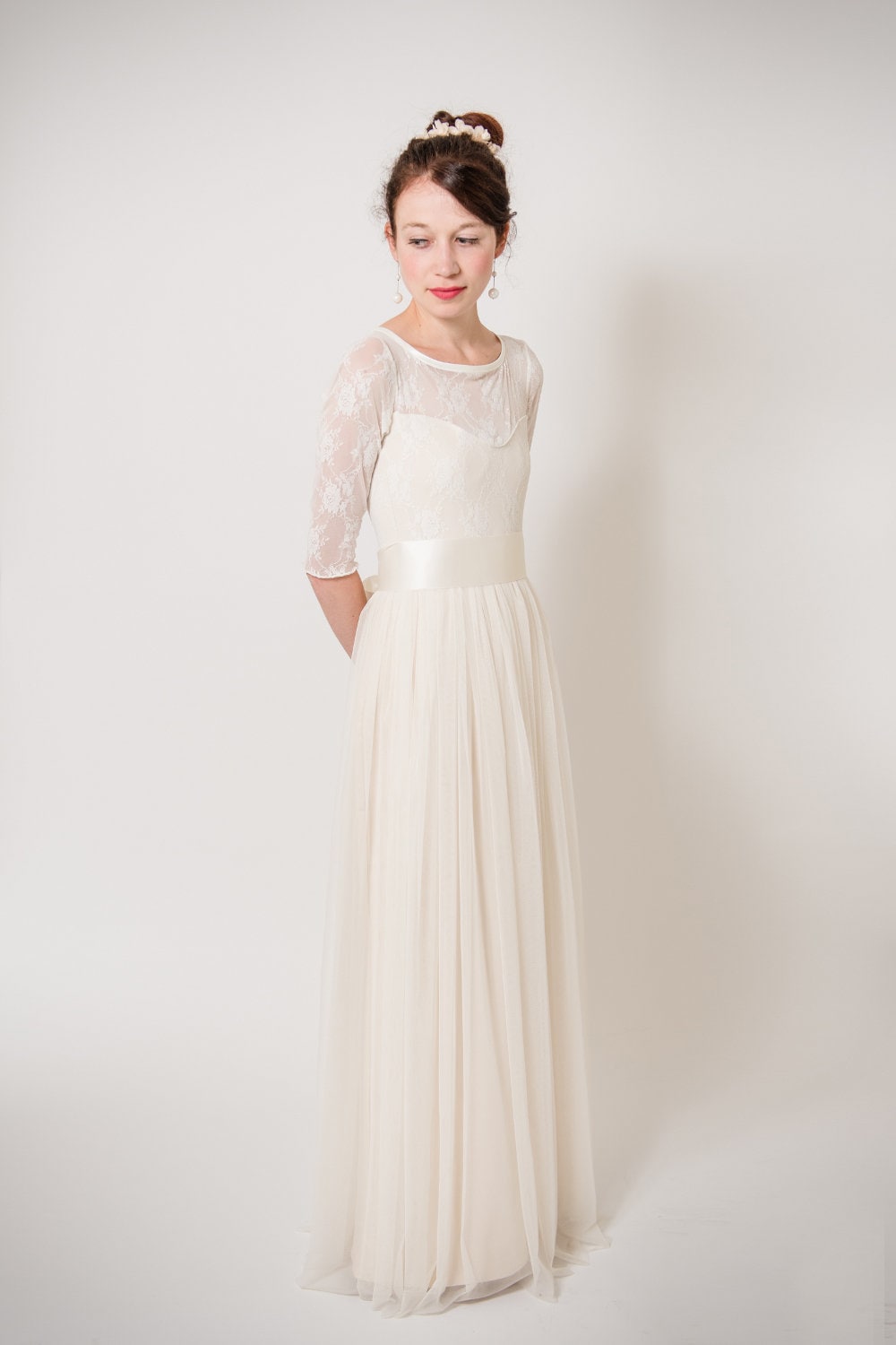 Bohobrautkleid Lang "Lilie" A-Linie Und Langarm von AveevABoutique