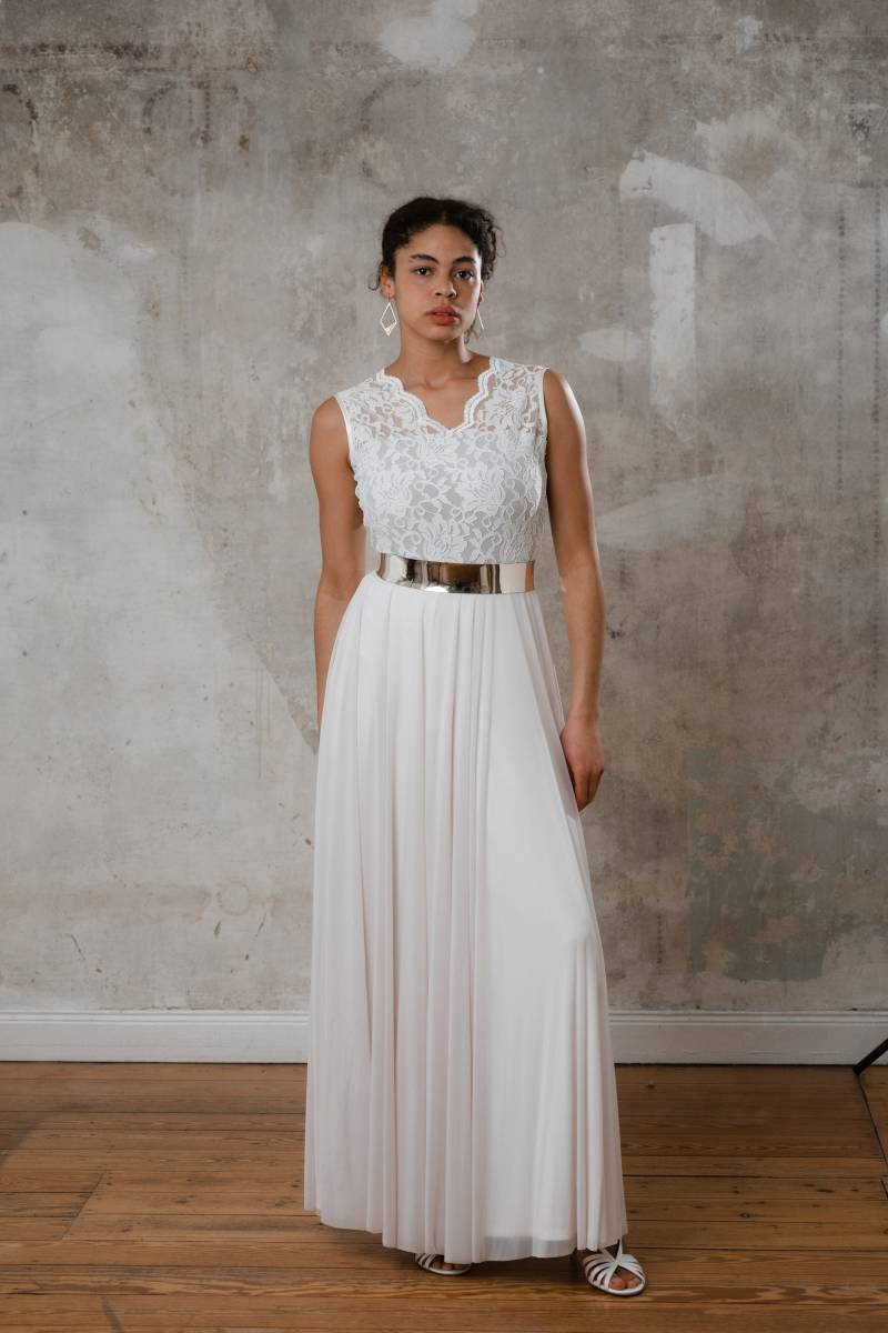 Braut-Body "Tulip" Rauchblau Mit V-Ausschnitt von AveevABoutique