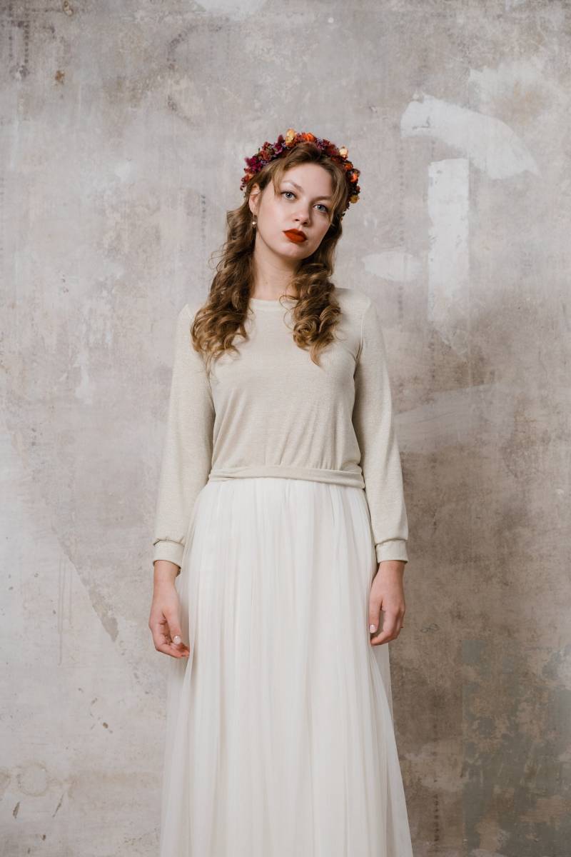 Brauttop "Glimmer" Goldener Kurzpulli von AveevABoutique