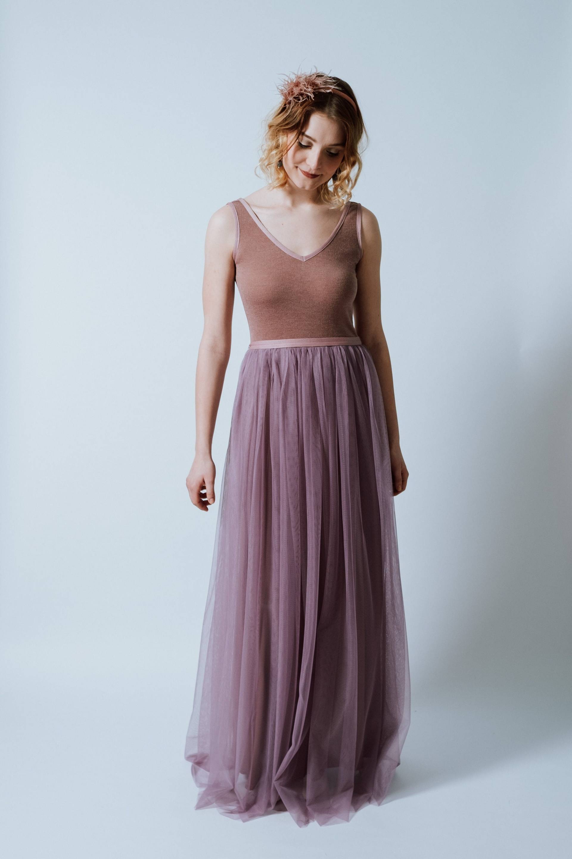 Tüllkleid "Lavender" Lang A-Linie in Roseholz von AveevABoutique