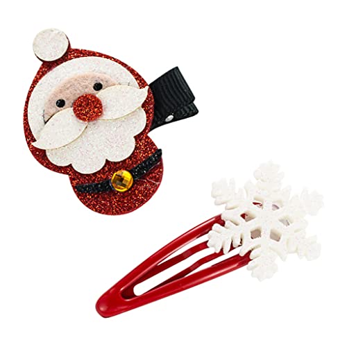 2 Stück Weihnachts-Haarspangen mit Schneeflocken, Weihnachtsmann-Haarspangen, Haar-Accessoires für Mädchen, Kinder, Weihnachten, Party, Festival, Dekoration, Weihnachts-Haarspangen für Kinder, von Avejjbaey