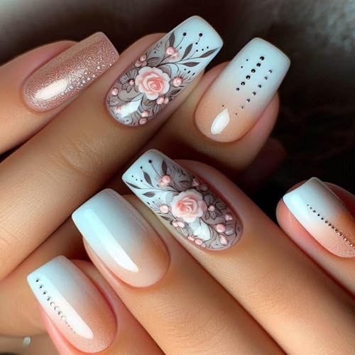 24pcs Press Auf Nägeln Französische Tippsquadrat Nägel Tipps Designs Gefälschte Künstliche Acryl Vollbezüge Falsche Acrylkleber Auf Nagel Für Frauen Klar von Avejjbaey