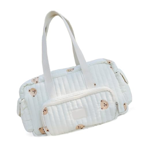 Avejjbaey Aufbewahrungstasche für Baby-Windeln, Cartoon-Stickerei, große Kapazität, Organizer, tragbare Handtasche mit Schultergurt, verstellbarer Riemen von Avejjbaey