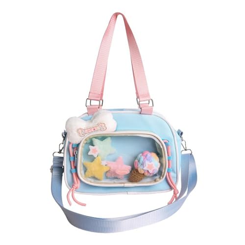 Avejjbaey Bequemer Schulterriemen Nylon Handtasche leichte Umhängetasche mit klarem Display-Design für Studenten, praktische japanische Mode-Handtasche, D, One Size von Avejjbaey