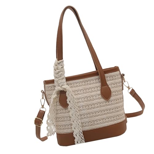 Avejjbaey Damen-Umhängetasche, trendige Handtasche, Stroh, Eimer-Tasche, einfache Kuriertasche, große Kapazität, Crossbody für den täglichen Gebrauch, schöne Umhängetasche für Damen, Stroheimer Avejjbaey Damen-Umhängetasche, trendige Handtasche, Stroh, Eimer-Tasche, einfache Kuriertasche, große Kapazität, Crossbody für den täglichen Gebrauch, schöne Umhängetasche für Damen, Stroheimer von Avejjbaey