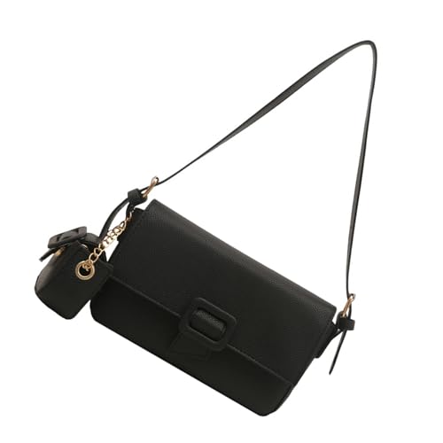 Avejjbaey Damentasche aus PU-Leder, Achseltasche, trendige Handtasche, modisch, Pendeln, einfarbig, Unterarm, Retro, Schultertasche, mit Anhänger, Achselhöhle, Handtasche, Pendeln, Schwarz , One Size Avejjbaey Damentasche aus PU-Leder, Achseltasche, trendige Handtasche, modisch, Pendeln, einfarbig, Unterarm, Retro, Schultertasche, mit Anhänger, Achselhöhle, Handtasche, Pendeln, Schwarz , One Size von Avejjbaey