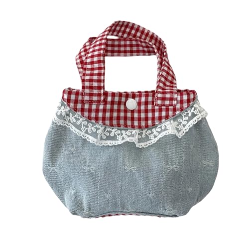 Avejjbaey Feminine Jeans Handtasche Mit Retro Plaids Muster Und Dekorativem Spitzenkanten Praktischer Tragegriff Für Verschiedene Anlässe Blau Und Rote Farbblocktasche Avejjbaey Feminine Jeans Handtasche Mit Retro Plaids Muster Und Dekorativem Spitzenkanten Praktischer Tragegriff Für Verschiedene Anlässe Blau Und Rote Farbblocktasche von Avejjbaey