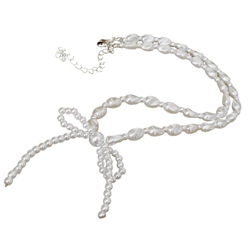 Avejjbaey Halskette mit einzigartigem Schleifenknoten-Anhänger, elegant, unregelmäßig, Schleife, Halsband, koreanischer Schmuck, Schlüsselbeinkette, Halskette für Damen Avejjbaey Halskette mit einzigartigem Schleifenknoten-Anhänger, elegant, unregelmäßig, Schleife, Halsband, koreanischer Schmuck, Schlüsselbeinkette, Halskette für Damen von Avejjbaey