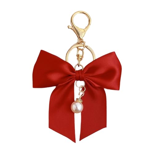 Avejjbaey Mode Ribbon Bows Schlüsselhalter Mit Nachahmungsperlen Legierungsschlüsselring Compact Decorative Schlüsselbeutel Anhänger Imitation Perlen Ribbon Keyring von Avejjbaey