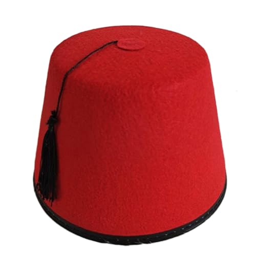 Avejjbaey Red Fez Türkische Mütze Für Erwachsene Kinder Atmungsaktive Runde Fez Ottoman Tarboosh Hat Cosplay Kostümzubehör von Avejjbaey