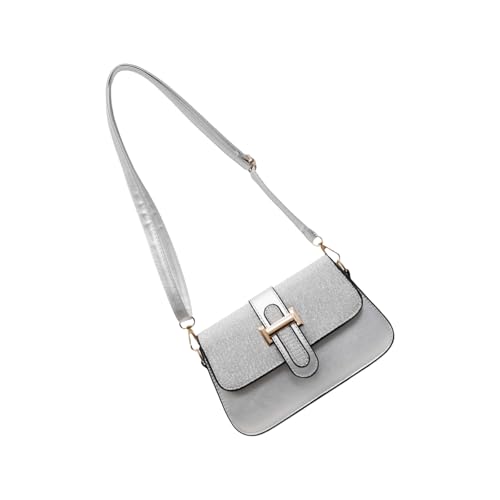 Avejjbaey Schöne Umhängetasche für Damen, schlicht, klein, quadratisch, Pailletten, Umhängetasche, PU-Leder, trendig, Kuriertasche, PU-Leder, quadratisch, einfache Schulter, silber, One Size von Avejjbaey